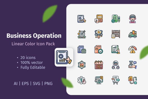 Business Operation Linear Color Icon Set for Branding and Marketing