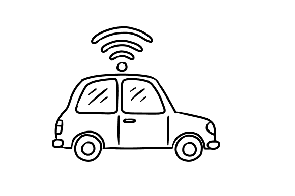 Connected Car with Wi-Fi Signal Illustration for Branding