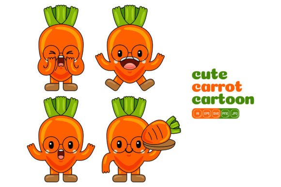 Cute Carrot Mascot Vector Pack 03 for Illustrations and Graphics