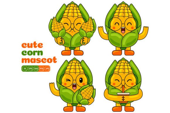 Cute Corn Mascot Vector Pack 01 for Illustrations and Graphics