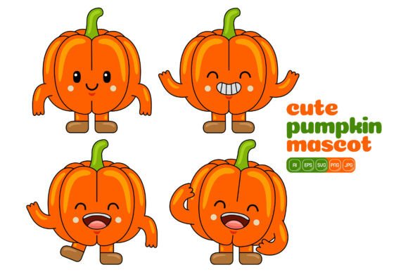 Cute Pumpkin Mascot Vector Pack 02 - A Versatile Graphic Design Asset