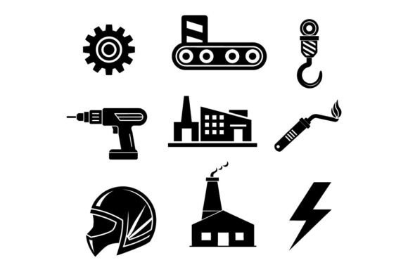 Energy and Industry Icons Set for Local Business Branding