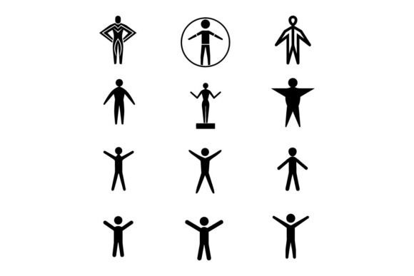 Human Stick Figure Pictogram Vector Icon for Modern Web Design
