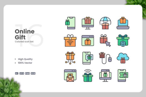 Online Gift Colored Icons: A Versatile Graphic Asset for Content Publishers