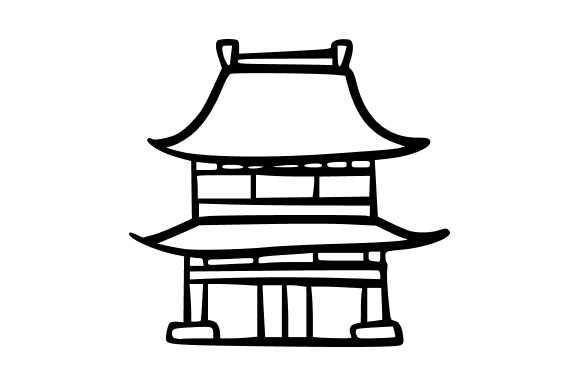 Outline Ancient Japanese Temple Graphics