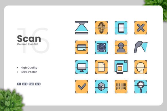 Scan Colored Icons: A Versatile Graphic Asset for Design Projects