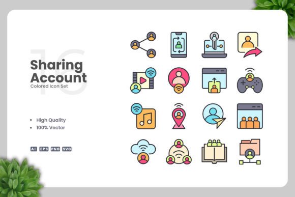Sharing Account Colored Icons for Local Business Branding