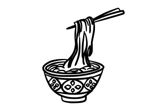 Simple Line Art of a Noodle Bowl: A Minimalist Graphic for Content Creators