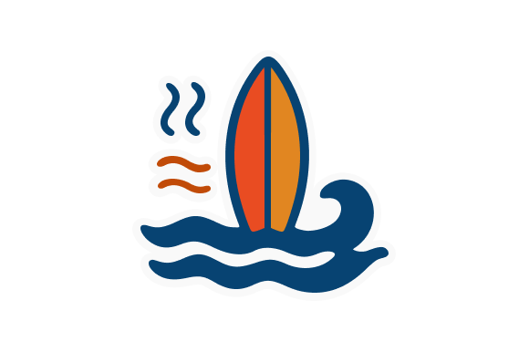 Surfboard Cartton Flat Style Graphics