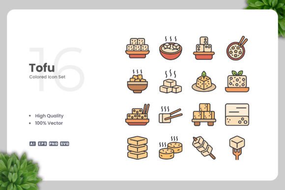 Tofu Colored Icons Graphics for Digital and Print Use