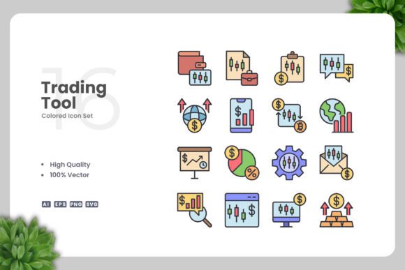 Trading Tool Colored Icons: A Versatile Graphic Design Asset for Content Publishers